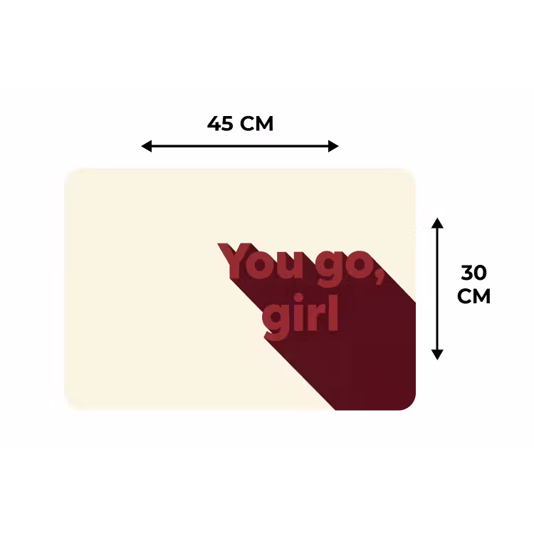 you go girl - 3D - Rood Placemat vinyl groot -specs