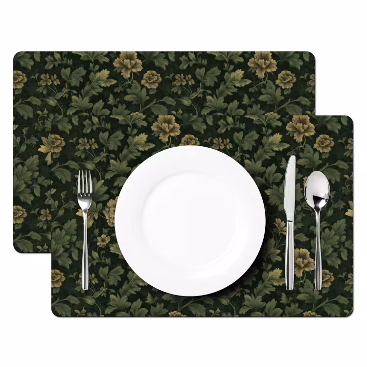 Donker - Groen - Goud - Botanisch Placemat vinyl groot 368 -zzsfeer2_Kitchenyeah-website