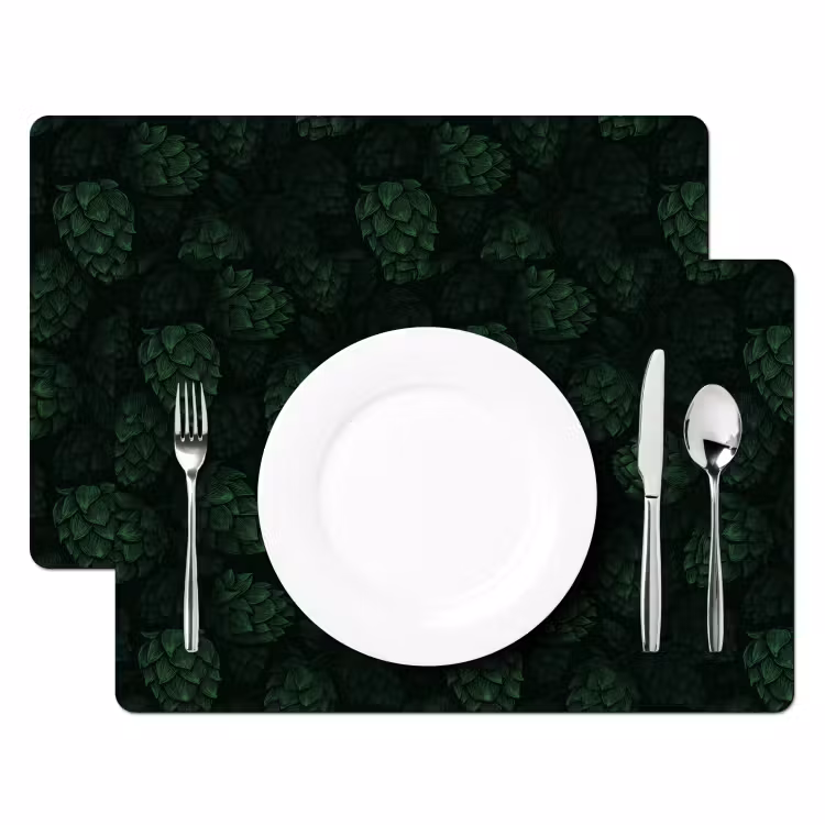 Donker - Groen - Hopbellen - Botanisch - Illustratie Placemat vinyl groot 368 -zzsfeer2_Kitchenyeah-website