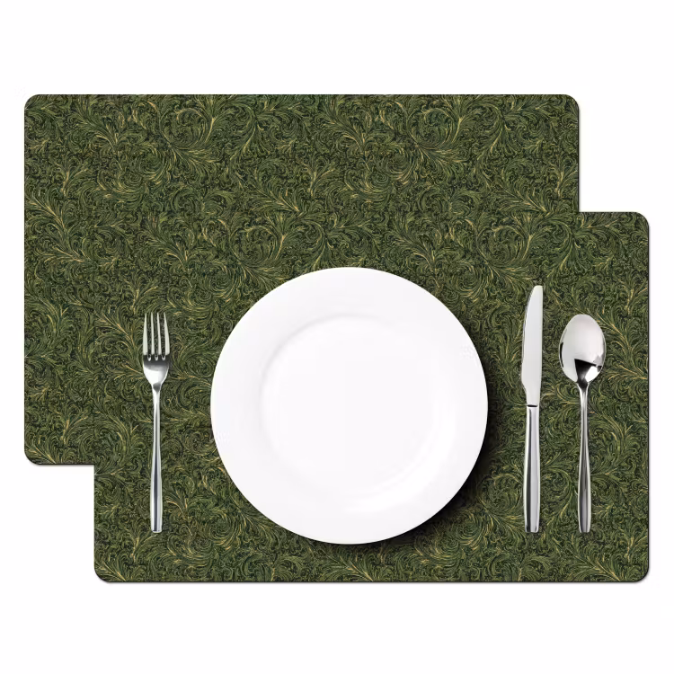 Donker - Groen - Krullend - Botanisch Placemat vinyl groot 368 -zzsfeer2_Kitchenyeah-website
