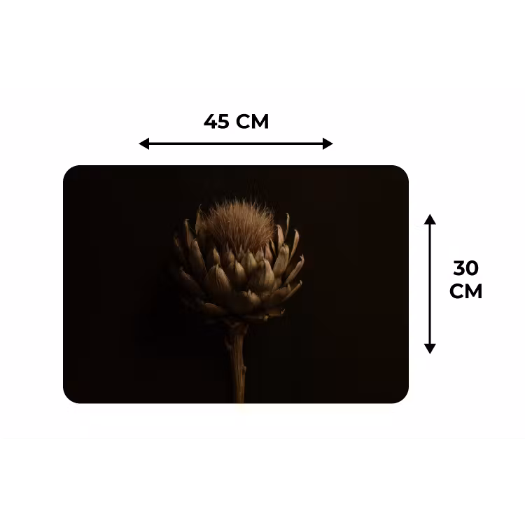 Donkerbruin - Bloem - Textuur - Artisjok Placemat vinyl groot -specs