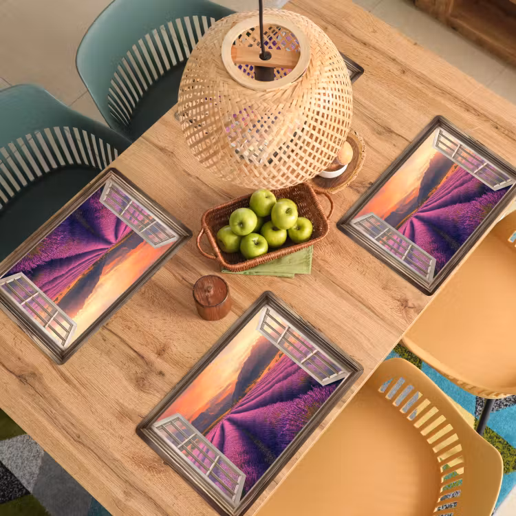 Doorkijk - Lavendel - Landschap - Bloemen - Paars Placemat vinyl groot -zzsfeer5_Kitchenyeah-website