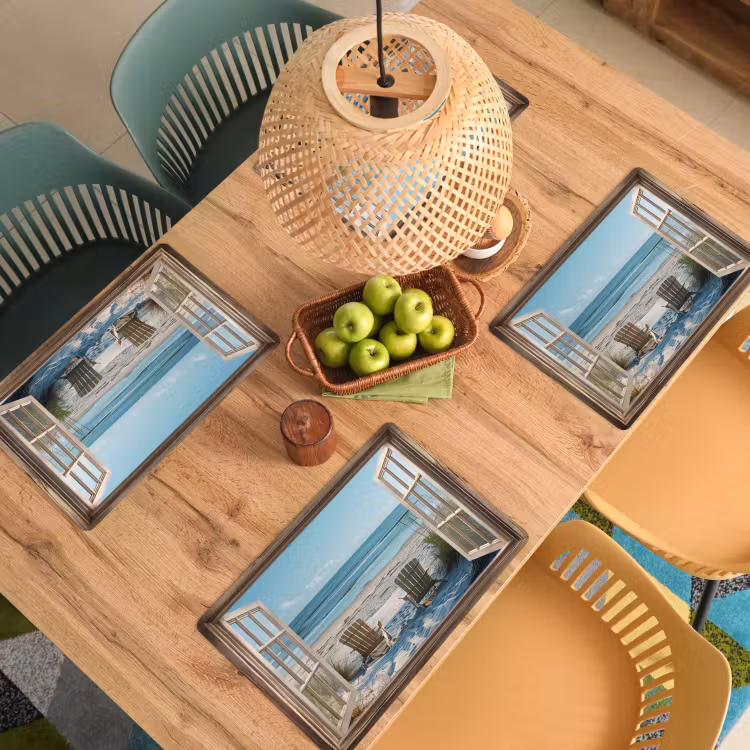 Doorkijk - Strandstoelen - Duinen - Zee - Natuur Placemat vinyl groot -zzsfeer5_Kitchenyeah-website