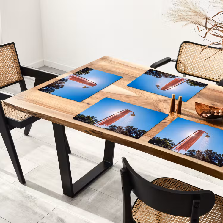 Douche - Water - Zomer - Blauw Placemat vinyl groot -zzsfeer4_Kitchenyeah-website