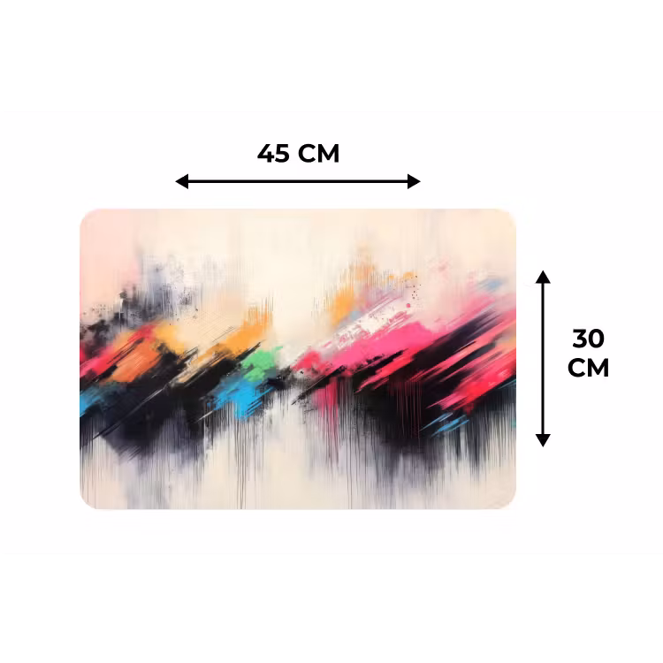 Dynamisch - Abstract - Kleurrijk - Zwart Placemat vinyl groot -specs