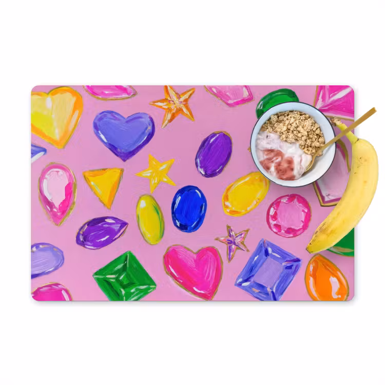 Edelstenen - Vormen - Hartje - Kleurrijk Placemat vinyl groot -zzzproduct_Kitchenyeah-website