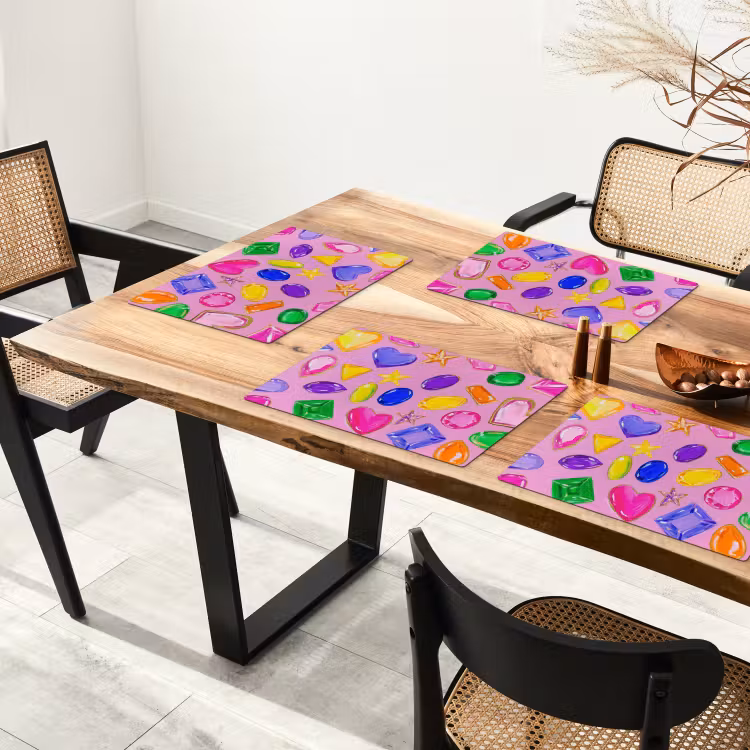 Edelstenen - Vormen - Hartje - Kleurrijk Placemat vinyl groot -zzsfeer4_Kitchenyeah-website