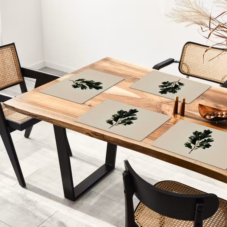 Eikenbladeren - Beige - Groen - Golvende randen Placemat vinyl groot -zzsfeer4_Kitchenyeah-website