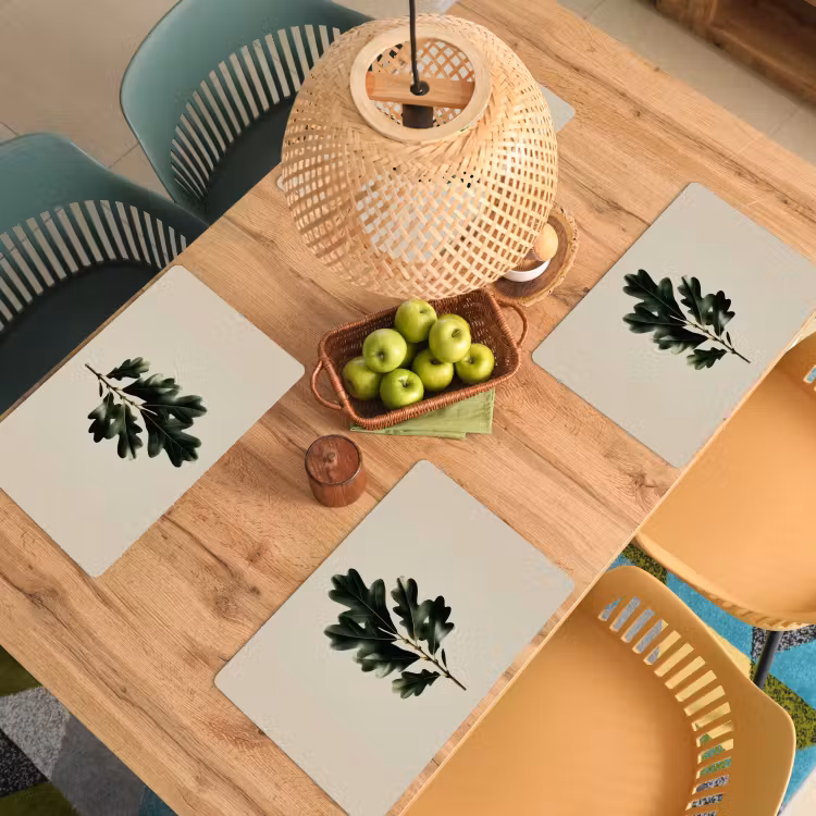 Eikenbladeren - Beige - Groen - Golvende randen Placemat vinyl groot -zzsfeer5_Kitchenyeah-website