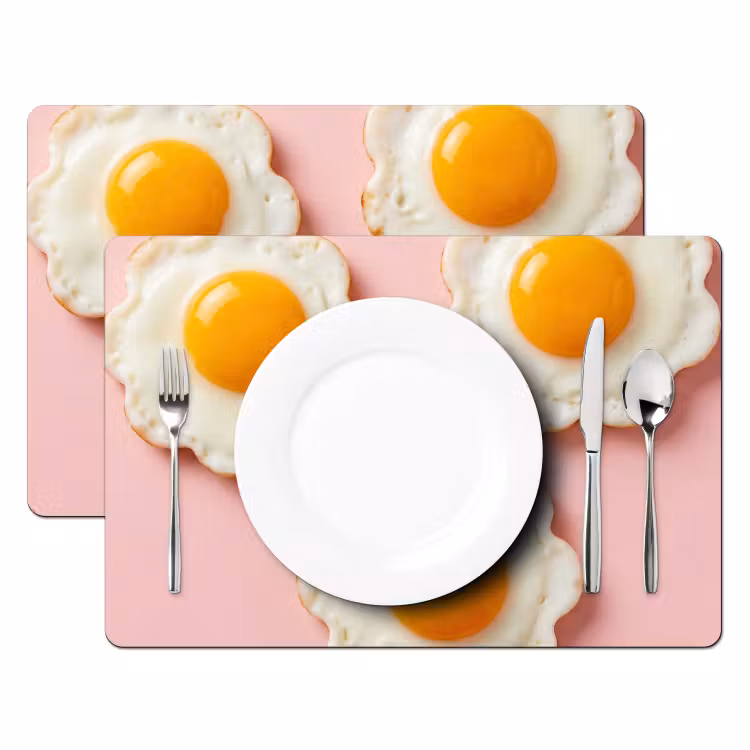 Eieren - Bloem - Roze Placemat vinyl groot -zzsfeer2_Kitchenyeah-website
