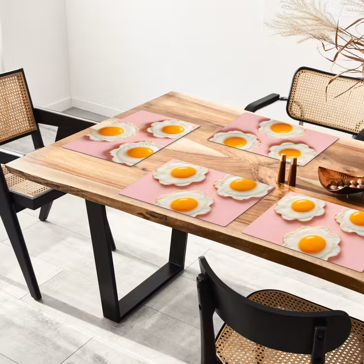 Eieren - Bloem - Roze Placemat vinyl groot -zzsfeer4_Kitchenyeah-website
