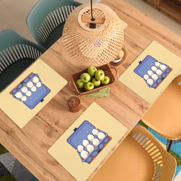 Eieren - Doos - Minimalistisch - Blauw Placemat vinyl groot -zzsfeer5_Kitchenyeah-website