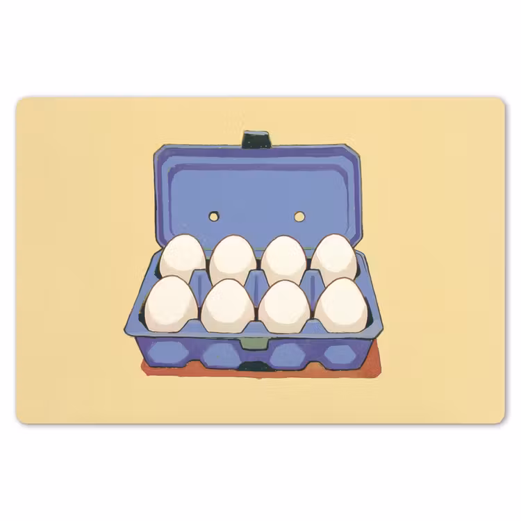 Eieren - Doos - Minimalistisch - Blauw Placemat vinyl groot -zzsfeer1_Kitchenyeah-website