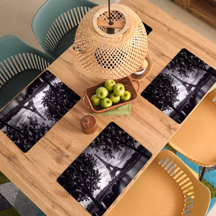 Eiffeltoren - Parijs - Rivier - Architectuur - Zwart-wit Placemat vinyl groot -zzsfeer5_Kitchenyeah-website
