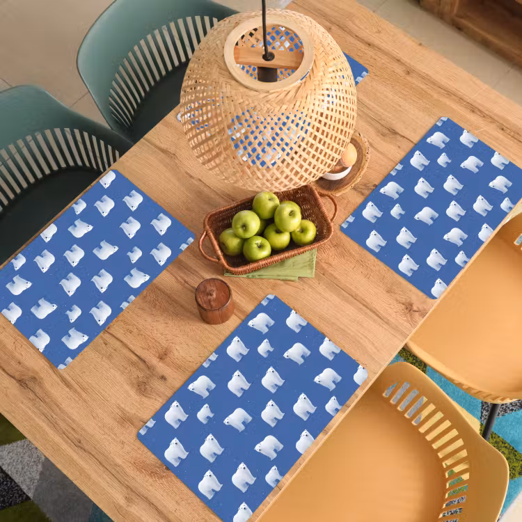 IJsbeer - Patroon - Blauw Placemat vinyl groot 368 -zzsfeer5_Kitchenyeah-website