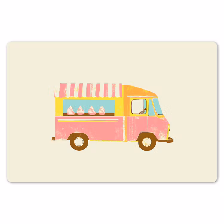 Ijskar - Retro - Softijsjes - Roze Placemat vinyl groot -zzsfeer1_Kitchenyeah-website