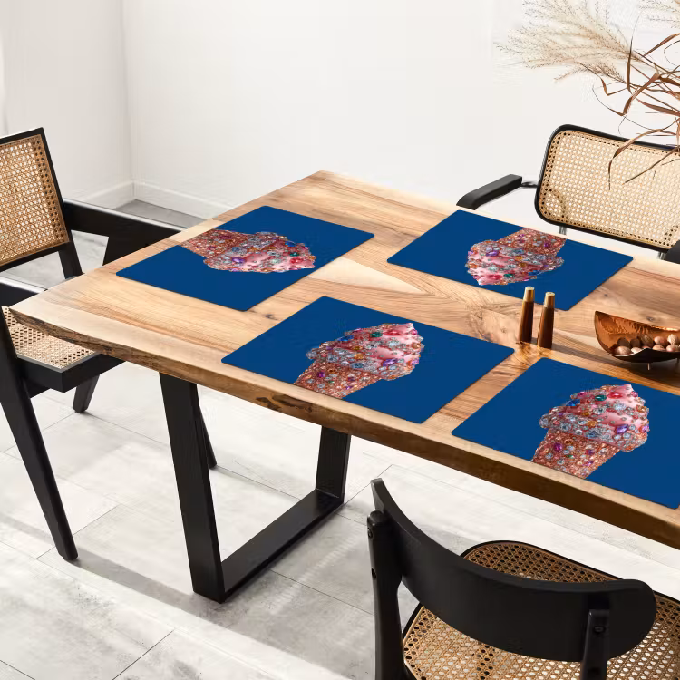 Ijsje - Hoorntje - Steentjes - Blauw Placemat vinyl groot -zzsfeer4_Kitchenyeah-website