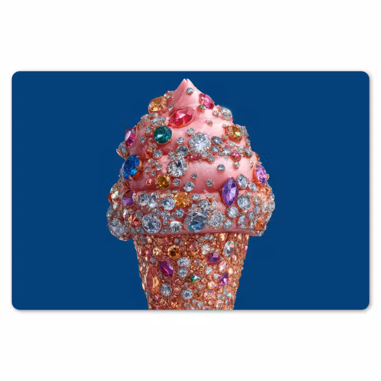 Ijsje - Hoorntje - Steentjes - Blauw Placemat vinyl groot -zzsfeer1_Kitchenyeah-website