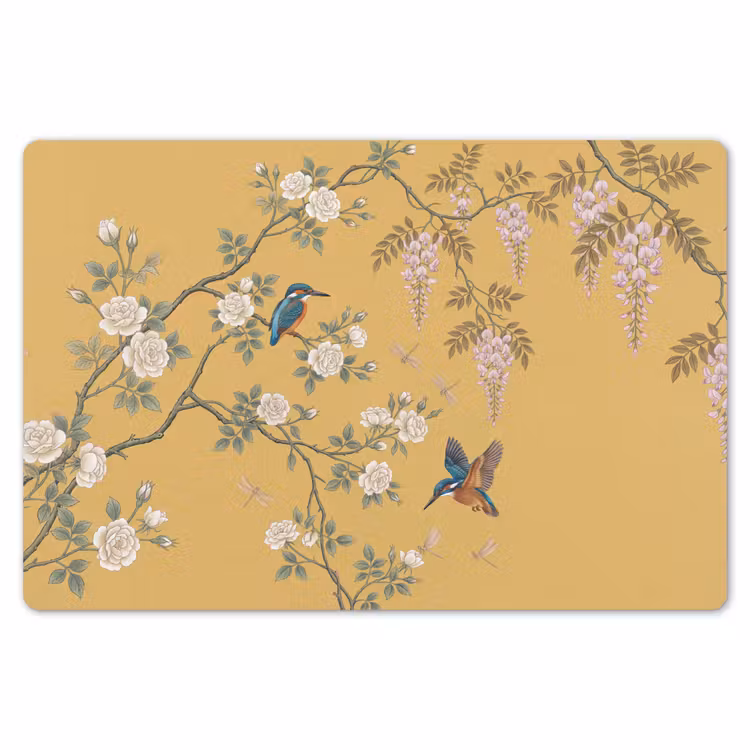 IJsvogels - Bloesem - Geel Placemat vinyl groot -zzsfeer1_Kitchenyeah-website