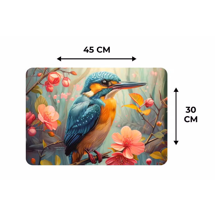 IJsvogel - Bloesem - Natuur - Vogels - Bloemen Placemat vinyl groot -specs