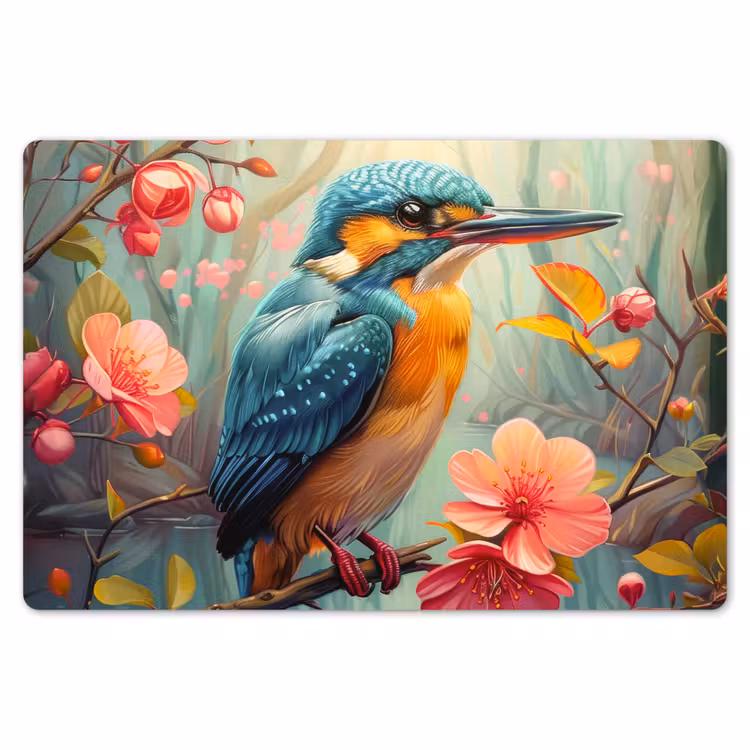 IJsvogel - Bloesem - Natuur - Vogels - Bloemen Placemat vinyl groot -zzsfeer1_Kitchenyeah-website