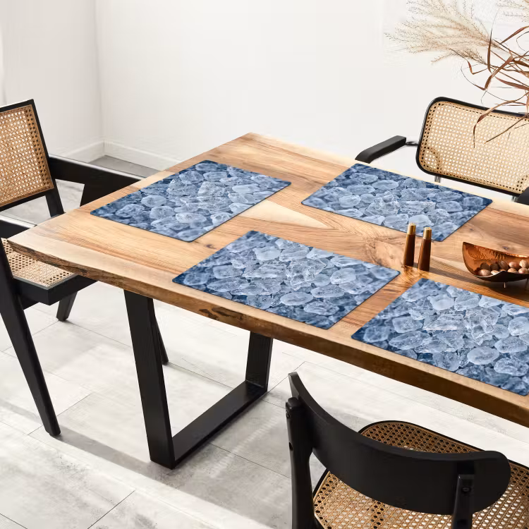 Ijsblokjes - Water - Blauw Placemat vinyl groot -zzsfeer4_Kitchenyeah-website