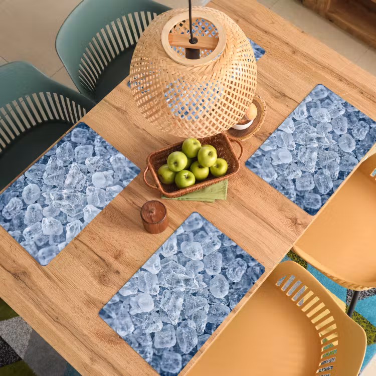 Ijsblokjes - Water - Blauw Placemat vinyl groot -zzsfeer5_Kitchenyeah-website