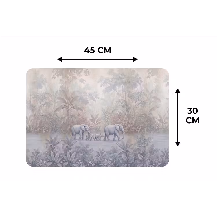 Olifant - Familie - Jungle - Illustratie - Grijs Placemat vinyl groot -specs