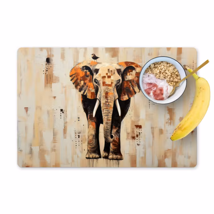 Olifant - Slurf - Mozaïek - Abstract Placemat vinyl groot -zzzproduct_Kitchenyeah-website
