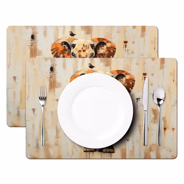 Olifant - Slurf - Mozaïek - Abstract Placemat vinyl groot -zzsfeer2_Kitchenyeah-website