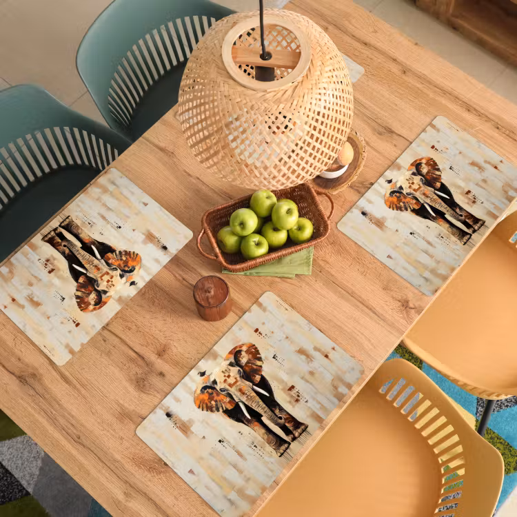 Olifant - Slurf - Mozaïek - Abstract Placemat vinyl groot -zzsfeer5_Kitchenyeah-website