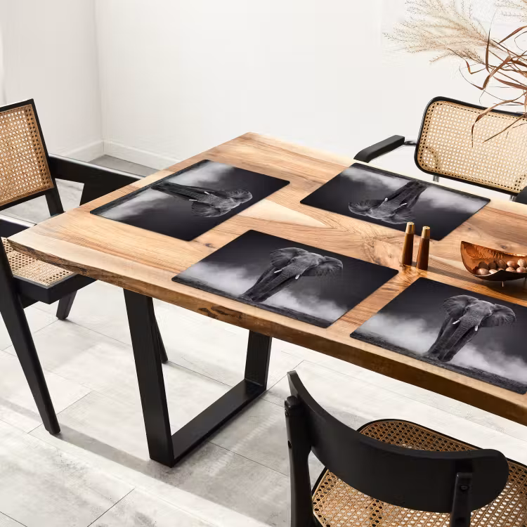 Olifant - Zwart - Wit - Rook Placemat vinyl groot -zzsfeer4_Kitchenyeah-website