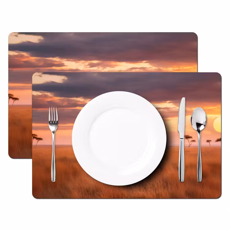 Groep olifanten - Open vlakte - Zon Placemat vinyl groot -zzsfeer2_Kitchenyeah-website