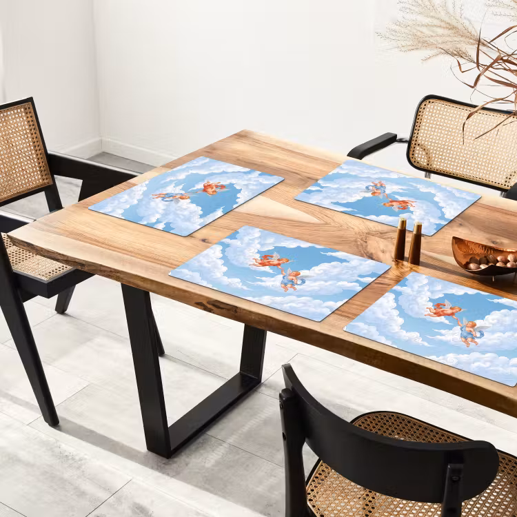 Engel - Vliegend - Klassiek - Blauw Placemat vinyl groot -zzsfeer4_Kitchenyeah-website