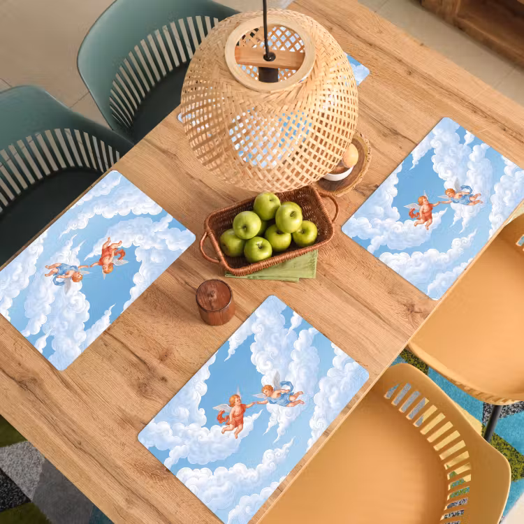 Engel - Vliegend - Klassiek - Blauw Placemat vinyl groot -zzsfeer5_Kitchenyeah-website