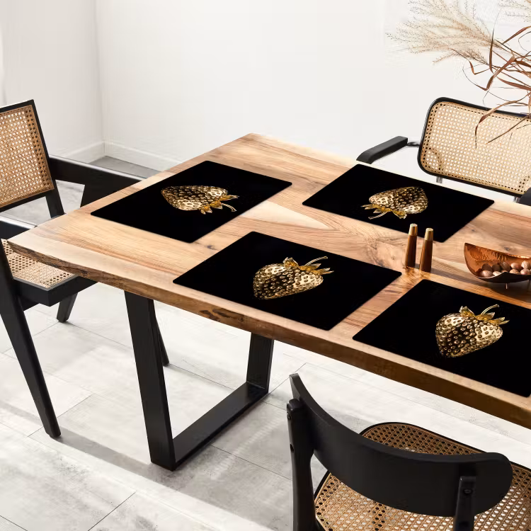Aardbei - Goud - Zwart - Chrome Placemat vinyl groot -zzsfeer4_Kitchenyeah-website