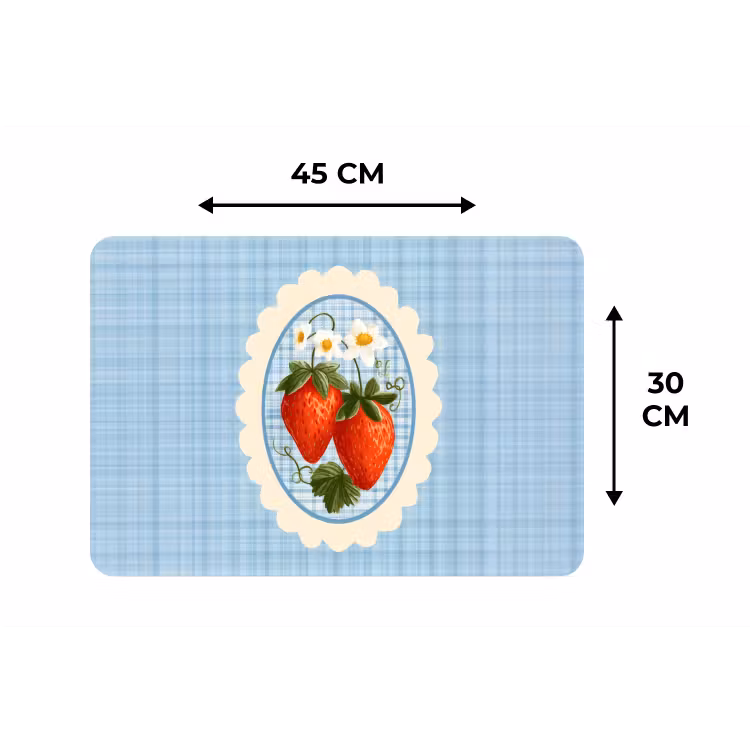 Aardbeien - Lijst - Rood - Geruit Placemat vinyl groot -specs