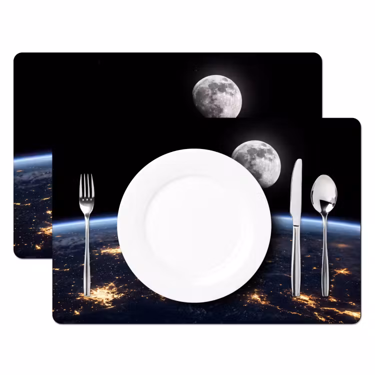 Tischset - 6 Stück - Erde – Nacht – Weltraum - Aarde - Nacht - Ruimte Placemat vinyl groot