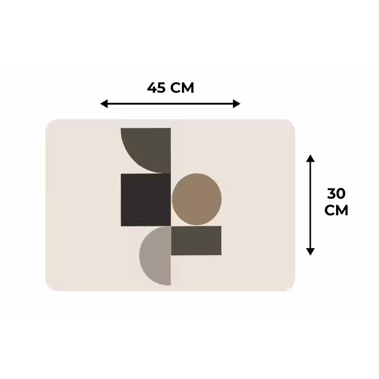 Aardetinten - Abstracte compositie - Eenvoudige vormen Placemat vinyl groot -specs