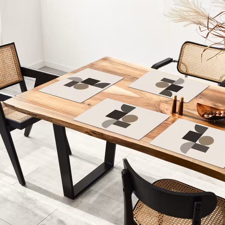 Aardetinten - Abstracte compositie - Eenvoudige vormen Placemat vinyl groot -zzsfeer4_Kitchenyeah-website