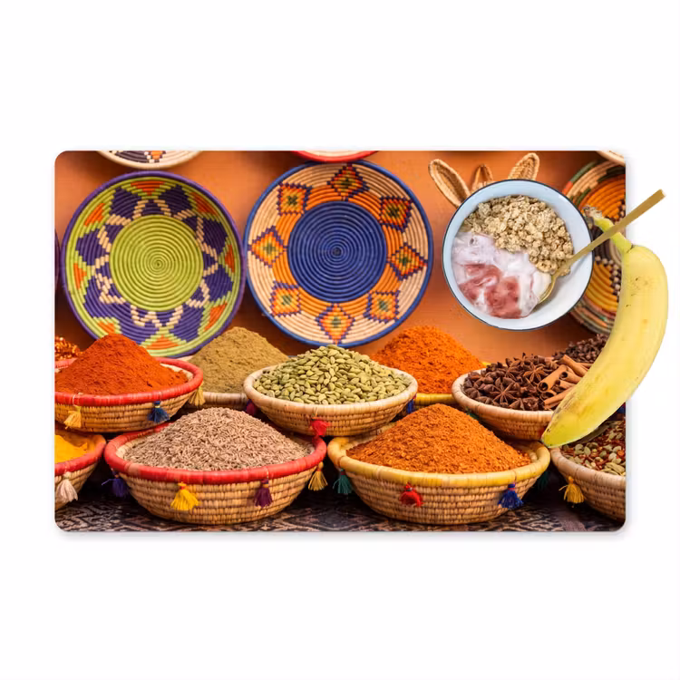 Tischset - 6 Stück - Essen – Farbenfroh – Kultur - Eten - Kleurrijk - Cultuur Placemat vinyl groot