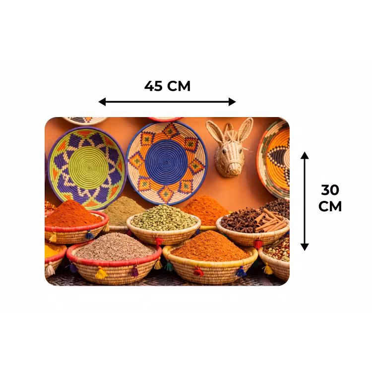 Tischset - 6 Stück - Essen – Farbenfroh – Kultur - Eten - Kleurrijk - Cultuur Placemat vinyl groot