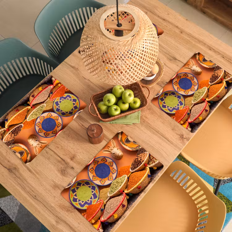 Tischset - 6 Stück - Essen – Farbenfroh – Kultur - Eten - Kleurrijk - Cultuur Placemat vinyl groot