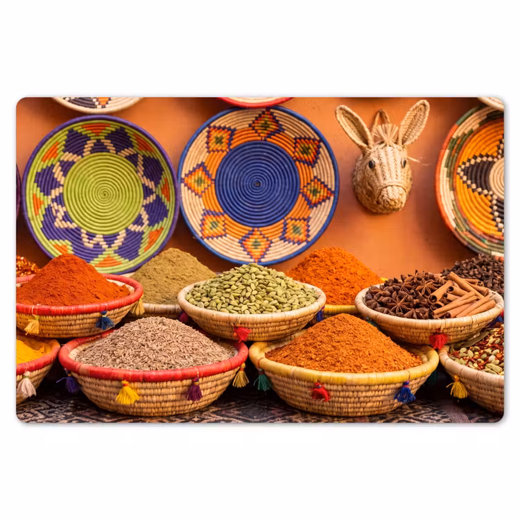 Tischset - 6 Stück - Essen – Farbenfroh – Kultur - Eten - Kleurrijk - Cultuur Placemat vinyl groot
