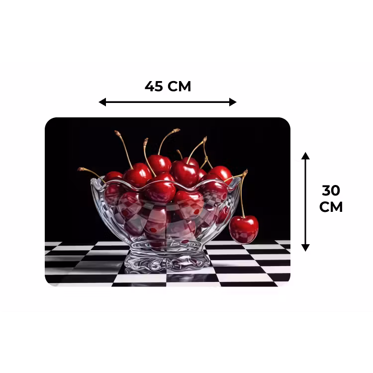 Tischset - 6 Stück - Essen – Kirschen – Rot - Eten - Kersen - Rood Placemat vinyl groot