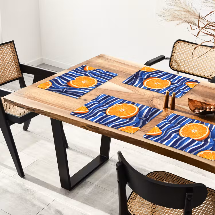Tischset - 6 Stück - Essen – Obst – Orange - Eten - Fruit - Oranje Placemat vinyl groot
