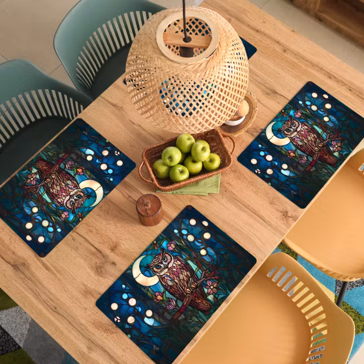Uil - Mozaïek - Maan - Nacht Placemat vinyl groot -zzsfeer5_Kitchenyeah-website