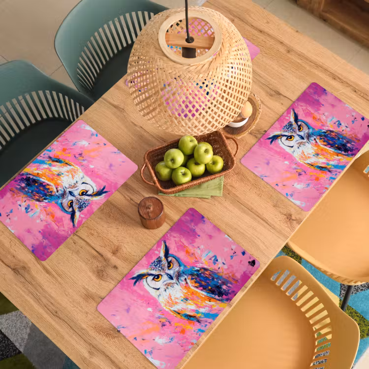 Uil - Roze - Blauw - Verf - Abstract Placemat vinyl groot -zzsfeer5_Kitchenyeah-website
