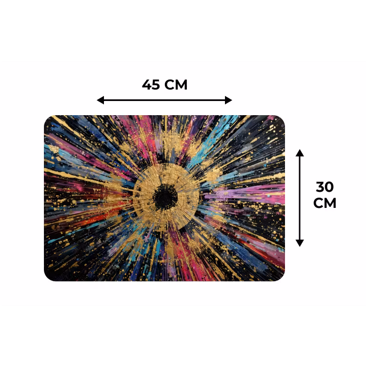 Explosie - Goud - Kleurrijk - Abstract Placemat vinyl groot -specs