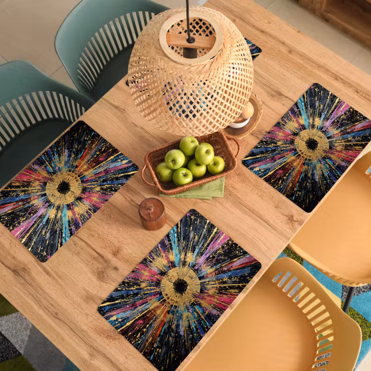 Explosie - Goud - Kleurrijk - Abstract Placemat vinyl groot -zzsfeer5_Kitchenyeah-website